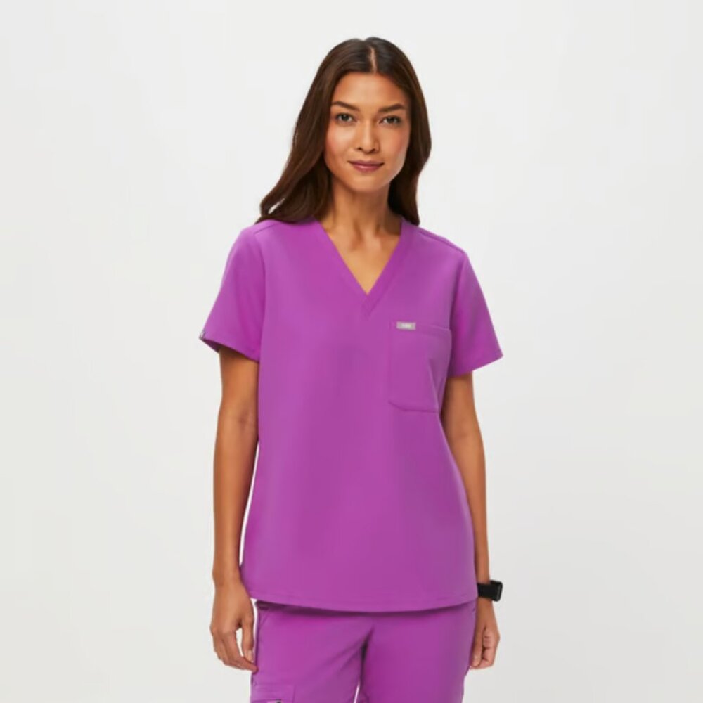 FIGS Limited Edition Purple Jolt Color Catarina One-Pocket Scrub Top